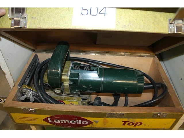 Elektrische lamellofrees lamello top in houten kist. - afbeelding 1 van  1