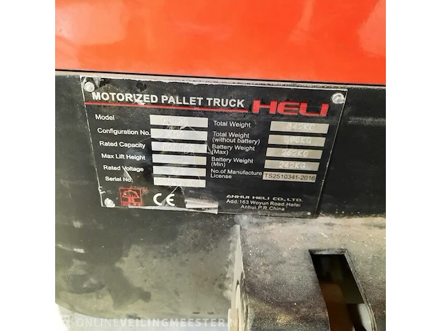 Elektrische pallet truck heli, cbd20, bouwjaar 2016 - afbeelding 8 van  16
