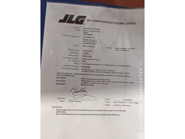 Elektrische schaarhoogwerker jlg, es1330l, bouwjaar 2021 - afbeelding 35 van  42