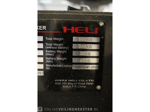 Elektrische stapelaar heli, cdd10, bouwjaar 2020 - afbeelding 2 van  13
