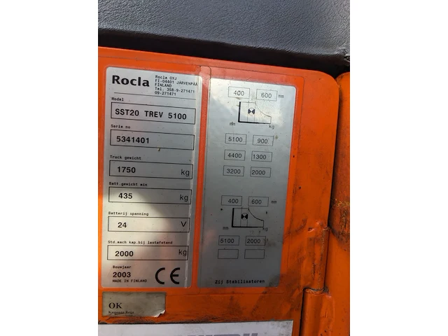 Elektrische stapelaar, rocla, sst20 trev 5100, oranje, 2003 - afbeelding 3 van  20