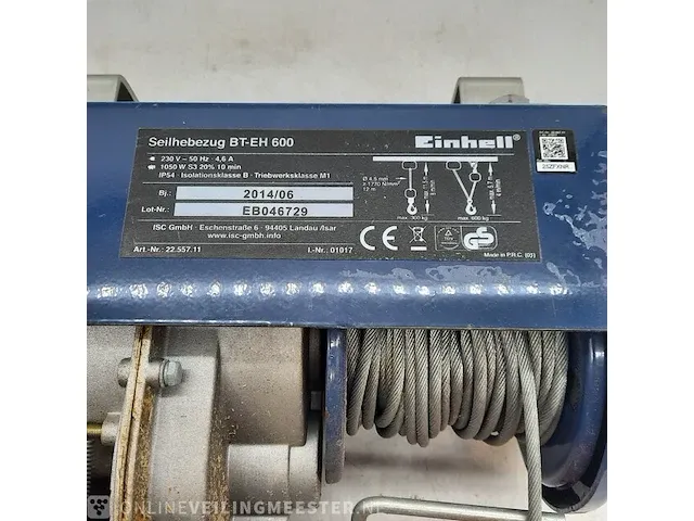Elektrische takel einhell, bt-eh 600 - afbeelding 4 van  7