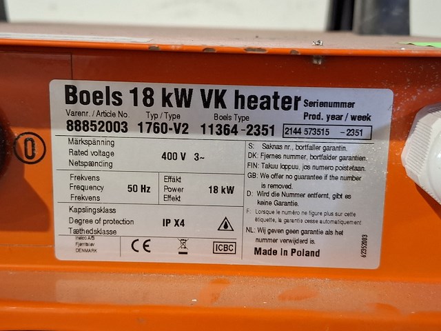 Elektroheater 18kw 400v inelco, 88850633 dania 18kw, bouwjaar 2021 - afbeelding 5 van  7