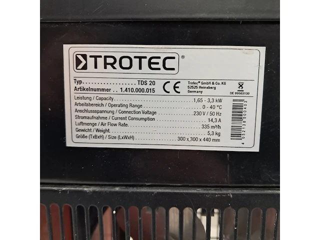 Elektroheater 3kw 230v, trotec, tds 20, 2014 - afbeelding 5 van  5