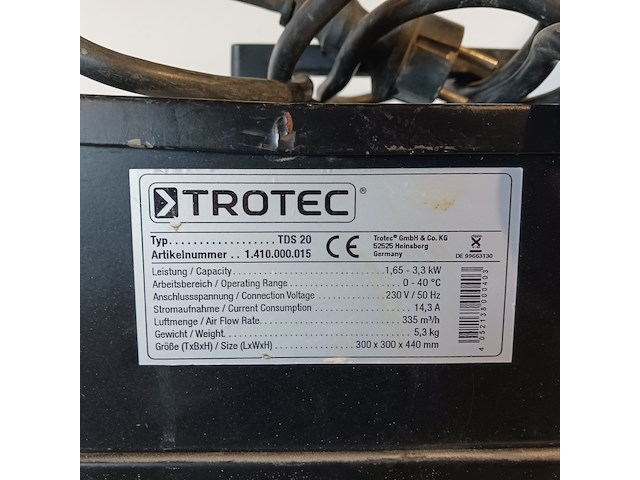 Elektroheater 3kw 230v trotec, tds 20, bouwjaar 2014 - afbeelding 6 van  6