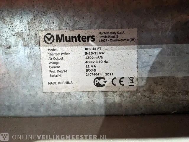 Elektroheater sial / munters, rp 150 t, bouwjaar 2009 - afbeelding 5 van  6