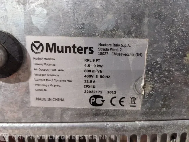 Elektroheater sial / munters, rpl 9 ft, bouwjaar 2012 - afbeelding 5 van  7