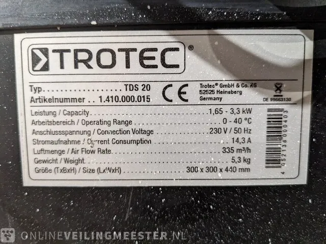 Elektroheater trotec, tds 20, bouwjaar 2014 - afbeelding 4 van  4