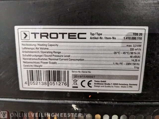 Elektroheater trotec, tds 20, bouwjaar 2019 - afbeelding 5 van  5