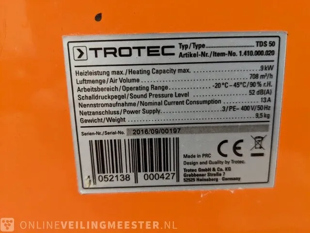 Elektroheater trotec, tds 50, bouwjaar 2016 - afbeelding 5 van  7