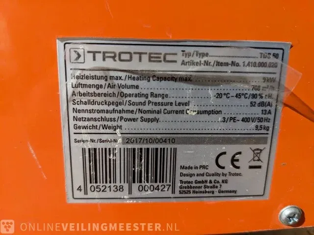 Elektroheater trotec, tds 50, bouwjaar 2017 - afbeelding 5 van  7