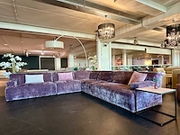 Elementenbank in paarse hoogwaardige velours streep stof - afbeelding 3 van  10