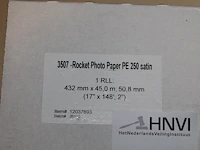 Elf (deels aangebroken) rollen fotopapier rocket pe250 satin in diverse maten en uitvoeringen waaronder 432... - afbeelding 3 van  3