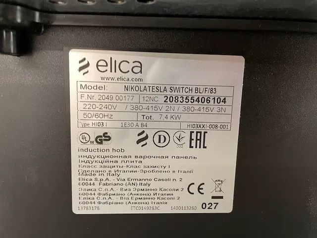 Elica - nikolatesla switch bl/f/83 - kookplaat (c) - afbeelding 2 van  2