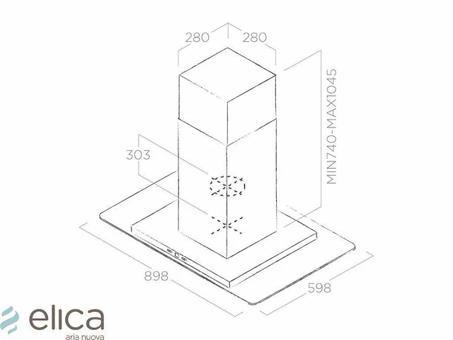 Elica - tribe island ix/a/90 x 60 - eiland afzuigkap - afbeelding 3 van  6