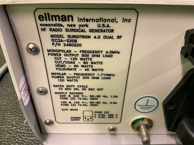 Ellman 120 iec 4.0 dubbel rf chirurgisch instrument - afbeelding 2 van  10