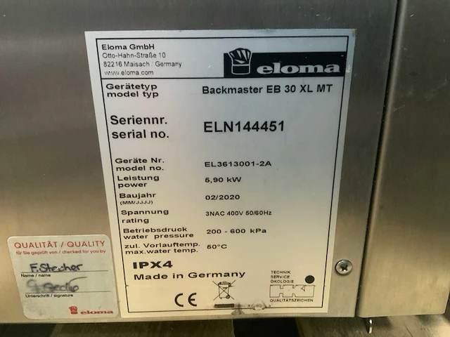 Eloma backmaster - heteluchtoven - afbeelding 5 van  5