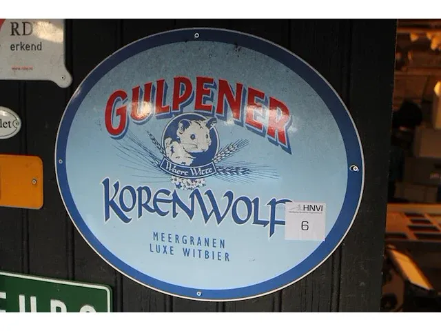Emaille reclamebord gulpener korenwolf ovaal 61 x 52 cm. - afbeelding 1 van  1