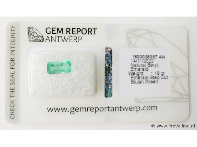 Emerald 1.18ct gra certified - afbeelding 2 van  4