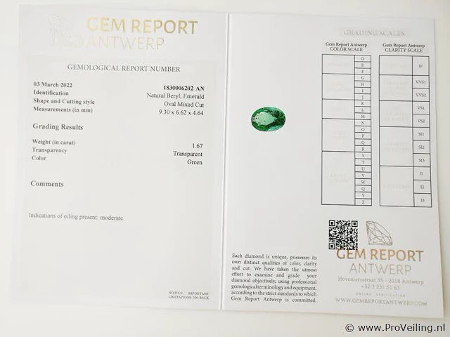Emerald 1.67ct gra certified - afbeelding 8 van  8