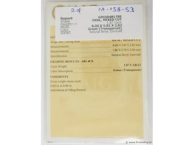 Emerald 1.87ct aig certified - afbeelding 7 van  8