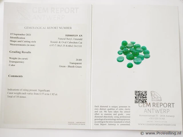 Emerald 20.89ct gra certified - afbeelding 5 van  5