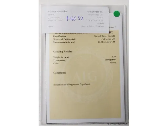 Emerald 2.39ct aig certified - afbeelding 7 van  8