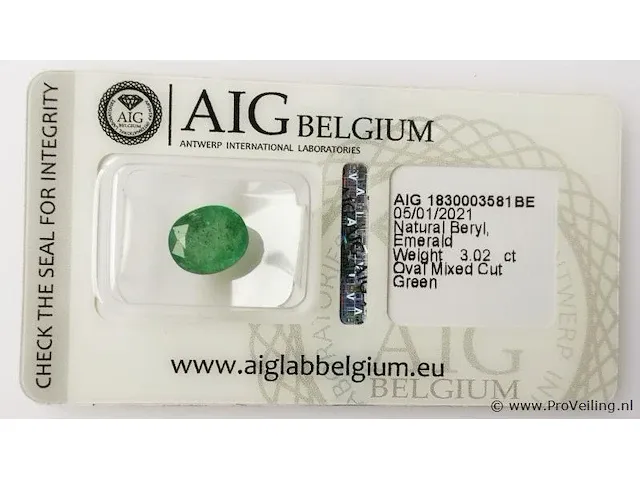 Emerald 3.02ct aig certified - afbeelding 5 van  8