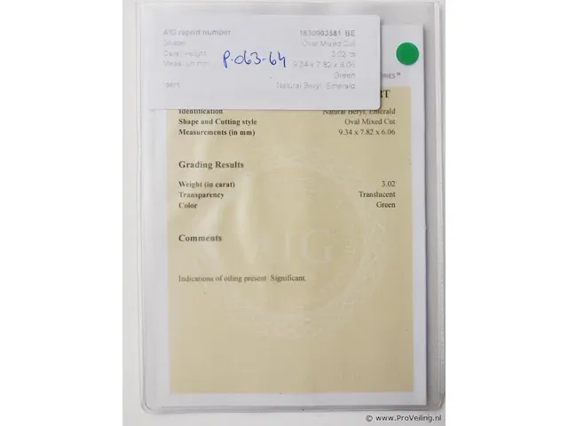 Emerald 3.02ct aig certified - afbeelding 7 van  8