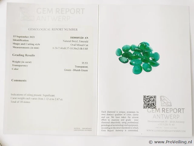 Emerald 35.53ct gra certified - afbeelding 5 van  5