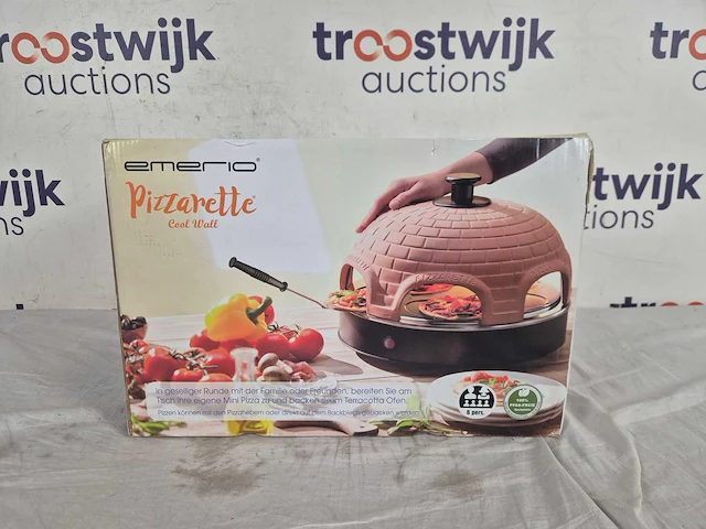 Emerio pizzarette origineel - 6 persoons pizza oven - handgemaakte terracotta koepel - 6 geïsoleerde bakspatels - rvs bakplaat - gourmetstel met cool touch koepel - po-115984 1200w - afbeelding 2 van  2