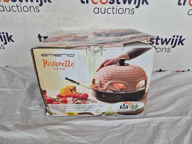 Emerio pizzarette origineel - 6 persoons pizza oven - handgemaakte terracotta koepel - 6 geïsoleerde bakspatels - rvs bakplaat - gourmetstel met cool touch koepel - po-115984 1200w - afbeelding 2 van  2
