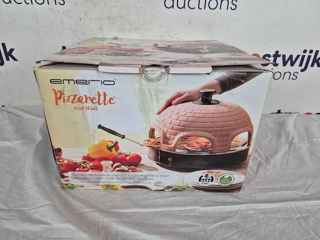 Emerio pizzarette origineel - 6 persoons pizza oven - handgemaakte terracotta koepel - 6 geïsoleerde bakspatels - rvs bakplaat - gourmetstel met cool touch koepel - po-115984 1200w - afbeelding 2 van  2