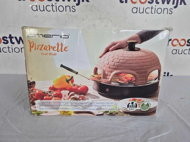 Emerio pizzarette origineel - 6 persoons pizza oven - handgemaakte terracotta koepel - afbeelding 2 van  2