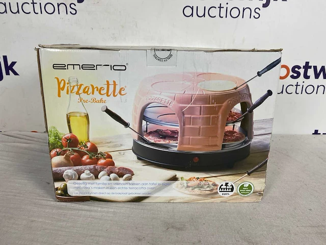 Emerio po-116124.1 - pizzarette - 8 persoons - pre-bake functie - handgemaakte terracotta koepel - 8 geïsoleerde bak spatels - rvs bakplaat - warmhoud functie - afbeelding 2 van  2