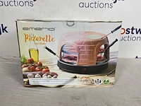 Emerio po-116124.1 - pizzarette - 8 persoons - pre-bake functie - handgemaakte terracotta koepel - 8 geïsoleerde bak spatels - rvs bakplaat - warmhoud functie - afbeelding 2 van  2