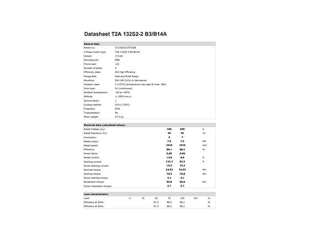 Emk - t2a 132s2-2 7,5kw b3 mounting - elektromotor (2x) - afbeelding 5 van  6