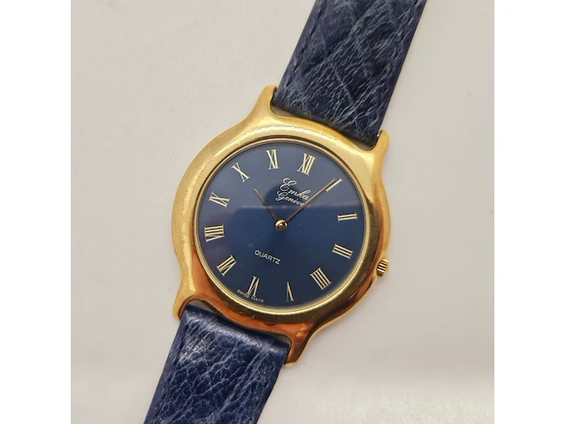 Emka geneve 18kt goud electroplated herenhorloge - dresswatch - afbeelding 2 van  7
