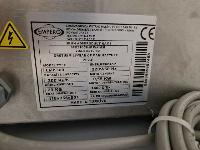 Empero - emp.300 - groentesnijmachine - afbeelding 3 van  3