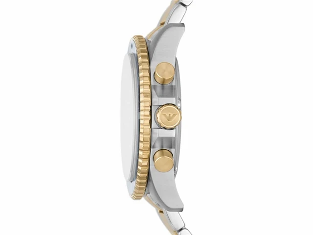 Emporio armani chronograaf tweekleurig roestvrijstalen horloge blauw/zilverkleurig - afbeelding 2 van  3