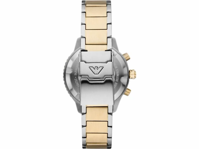 Emporio armani chronograaf tweekleurig roestvrijstalen horloge blauw/zilverkleurig - afbeelding 3 van  3