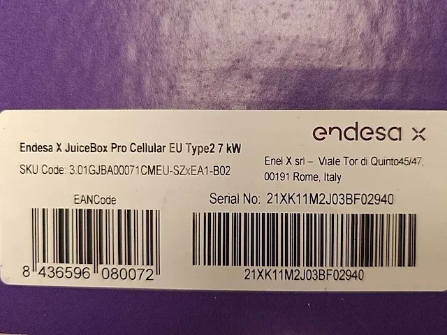 Enel x - juicebox pro 7 kw - ev wand auto lader - b2b retour goederen (2x) - afbeelding 2 van  5