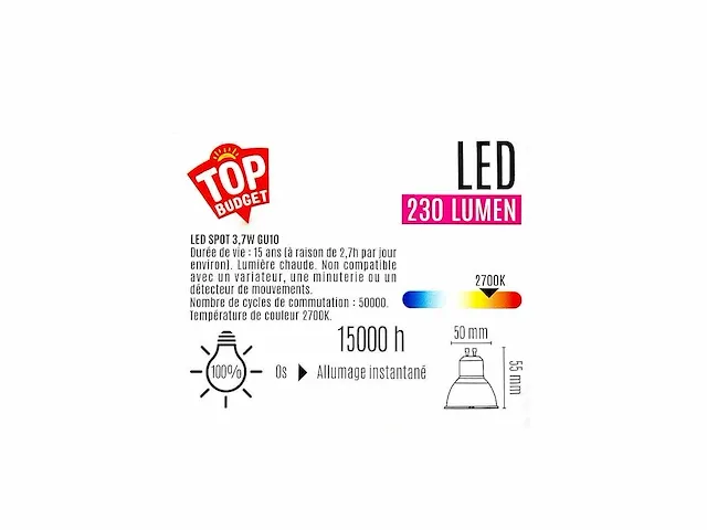 Energetic - led-spot gu10 2-pack (80x) - afbeelding 3 van  4