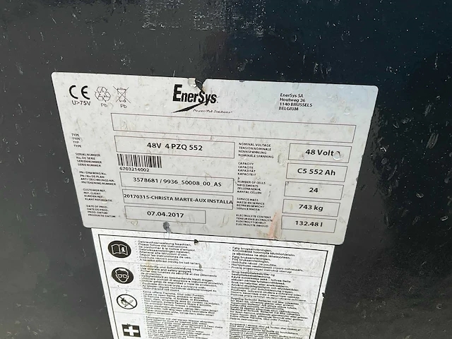 Enersys 48v 4 pzq 552 heftruck accu - afbeelding 5 van  7