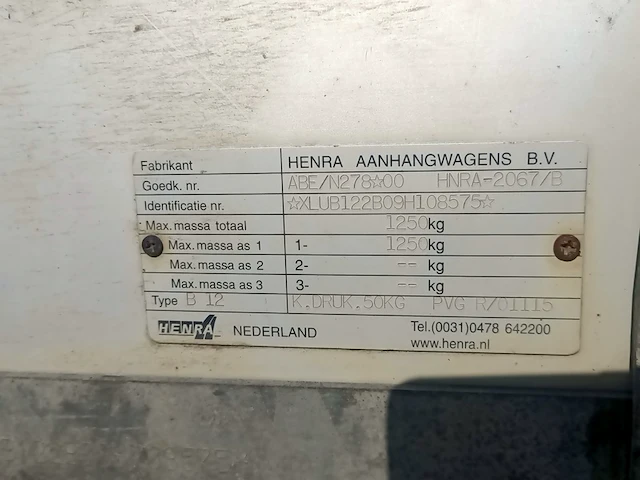 Enkelas aanhangwagen, henra, b 12 - afbeelding 9 van  22