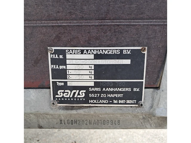 Enkelassige huifaanhangwagen, saris, h200 - afbeelding 10 van  19