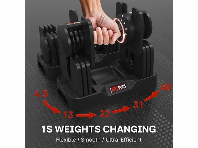 Entersports 2 pack verstelbare dumbbells 2 tot 18 kg snel verstelbaar ijzer - afbeelding 2 van  4