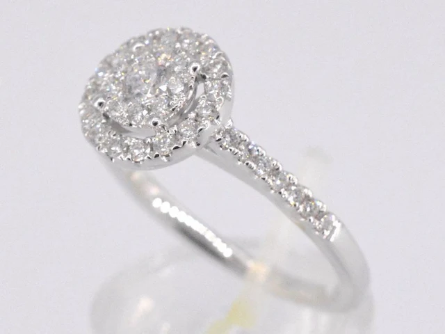 Entourage ring met briljant geslepen diamant - afbeelding 6 van  11