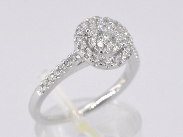 Entourage ring met briljant geslepen diamant - afbeelding 7 van  11