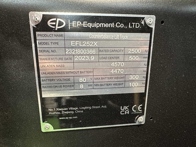 Ep - efl 252 x - vorkversteller, sideshift, triplex, vorkheftruck 2025 - afbeelding 15 van  32